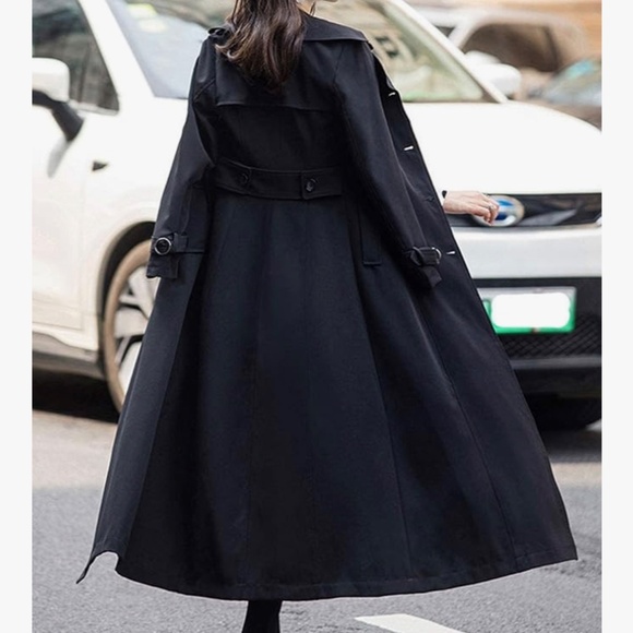 NWT Women's Posh Double Breasted Duster Slim Full Length Maxi Trench Coat - L - Picture 4 of 9